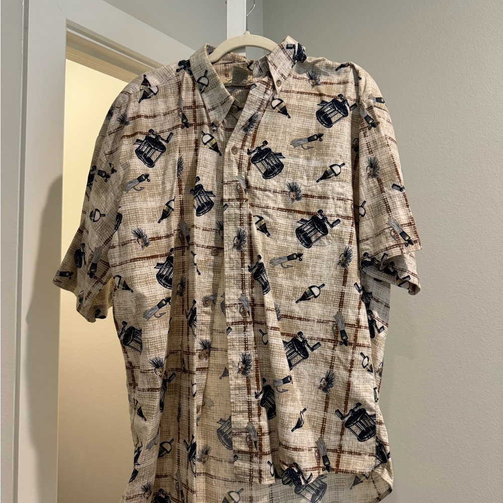 Men's Beige Patterned Shirt